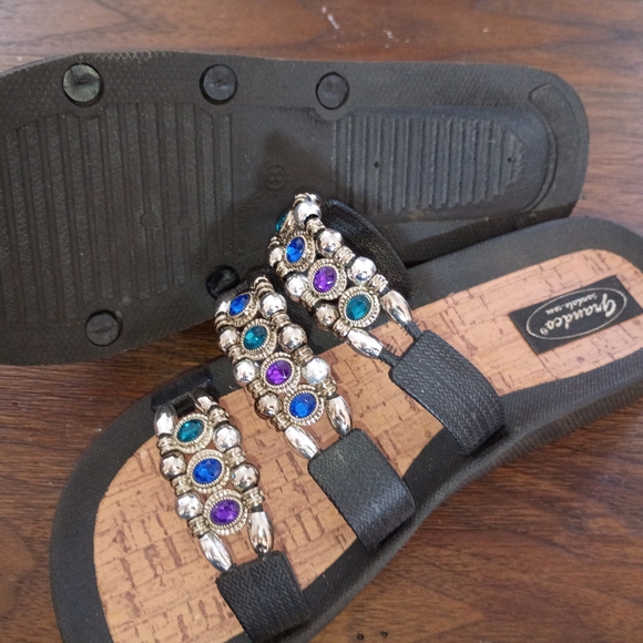 Chandela Black Sandals with Jewel Accents - Picture 2 of 4